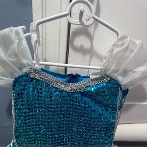 Blue Sequin Dress with Sheer Sleeves